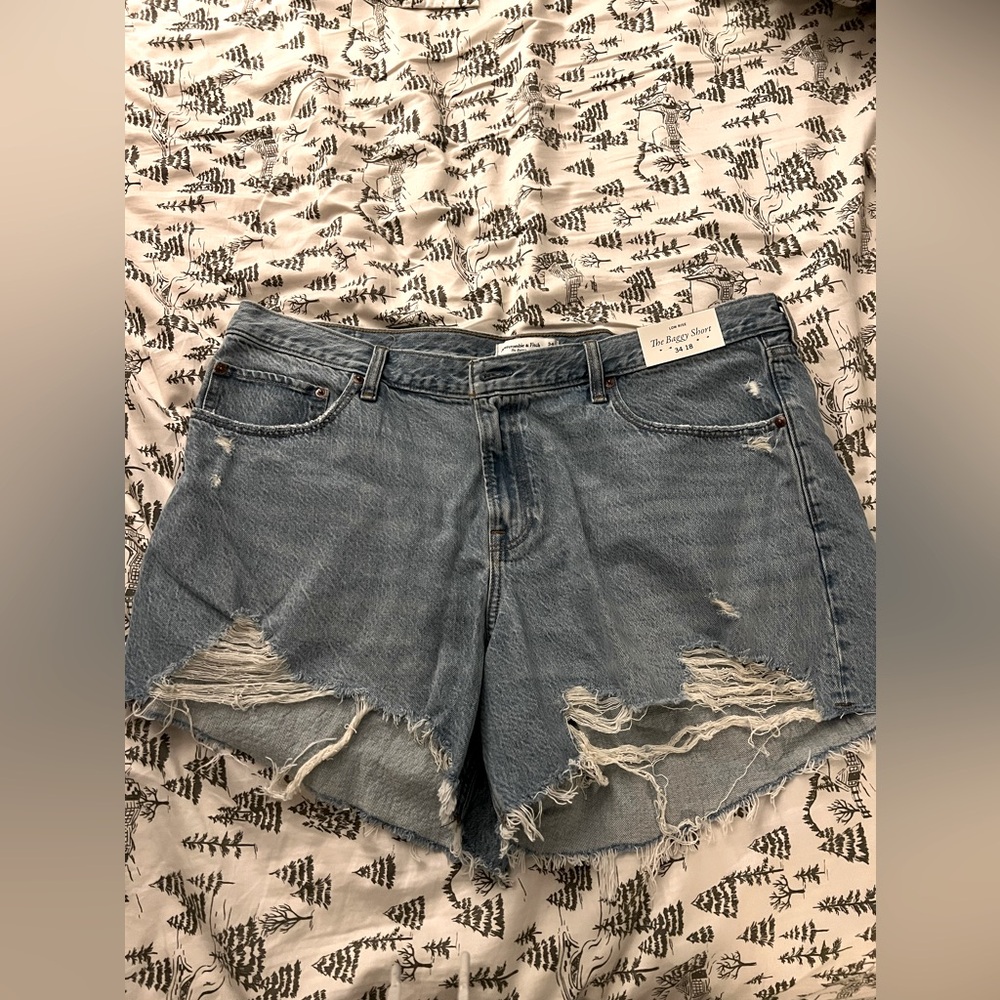 Abercrombie Jean Shorts, Light Wash, Ripped Jeans, Low Rise (fits like mid rise)